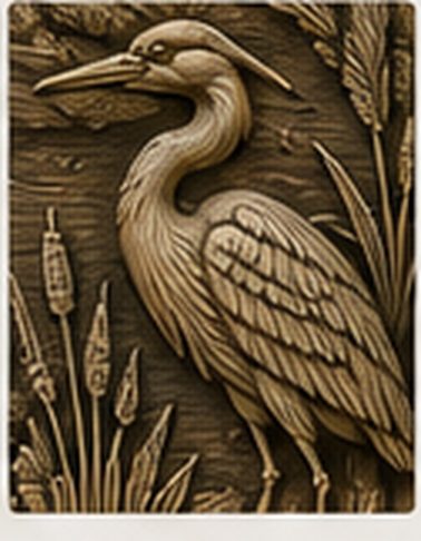 Carved heron detail